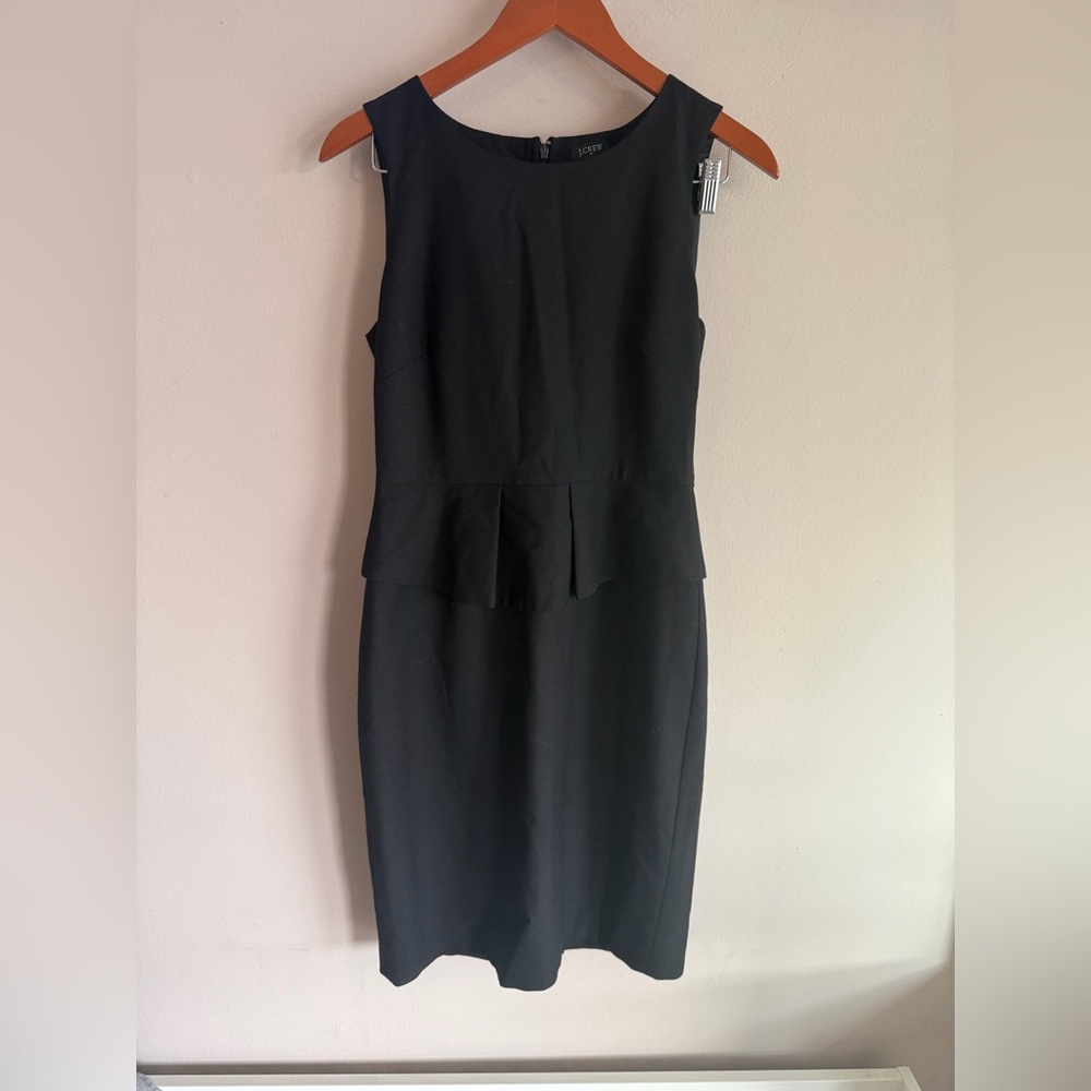 J.Crew Black Peplum‎ Sheath Dress Sleeveless Workwear Career Size 4